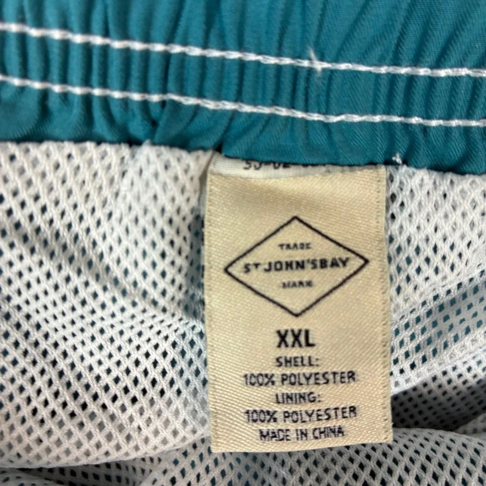 St Johns Bay‎ Mens XXL Swim Trunks Ocean Depths Teal Cargo Mesh Lining 519-1072